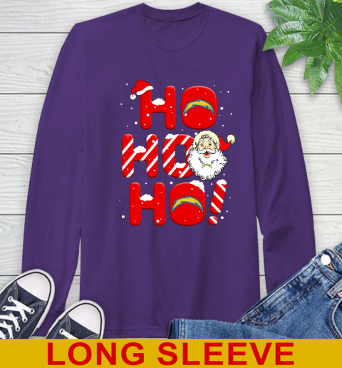 Los Angeles Chargers NFL Football Ho Ho Ho Santa Claus Merry Christmas Shirt Long Sleeve T-Shirt 5