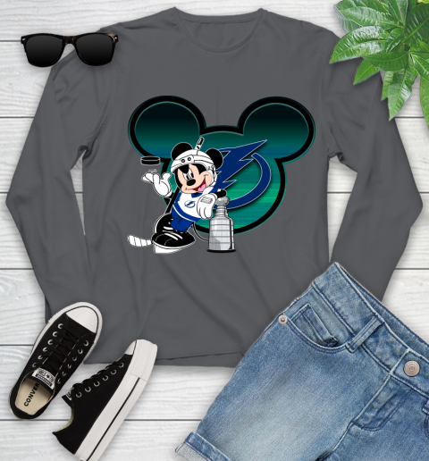 NHL Tampa Bay Lightning Stanley Cup Mickey Mouse Disney Hockey T Shirt Youth Long Sleeve 8