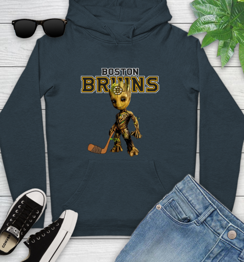 Boston Bruins NHL Hockey Groot Marvel Guardians Of The Galaxy Youth Hoodie 8