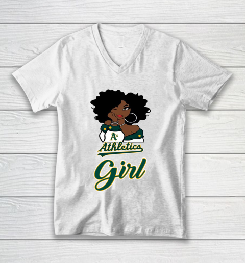 Oakland Athleticss Girl MLB V-Neck T-Shirt 2