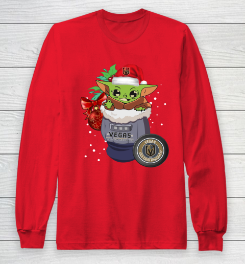 Vegas Golden Knights Christmas Baby Yoda Star Wars Funny Happy NHL Long Sleeve T-Shirt 10