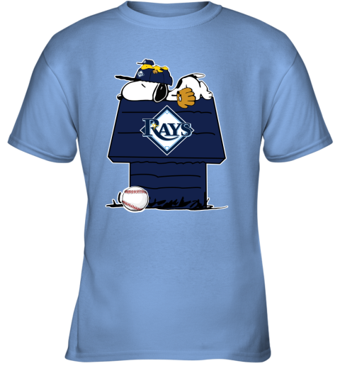 Snoopy and Charlie Brown playing baseball Tampa Bay Rays shirt