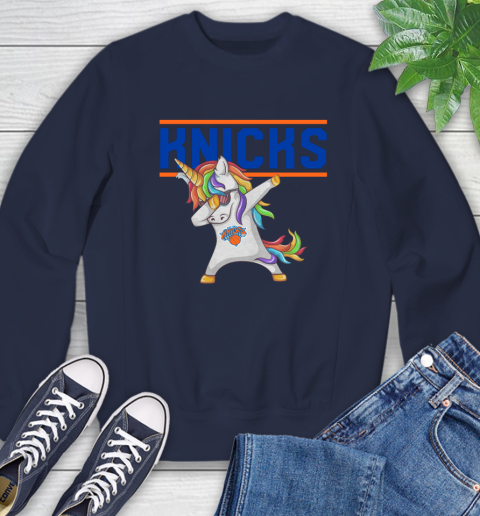 New York Knicks NBA Basketball Funny Unicorn Dabbing Sports Sweatshirt 3