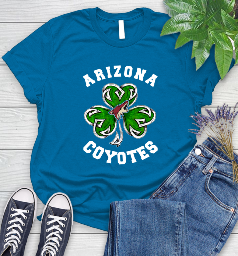 NHL Arizona Coyotes Three Leaf Clover St Patrick's Day Hockey Sports Women's T-Shirt 10