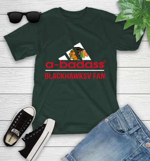 NHL A Badass Chicago Blackhawks Fan Adidas Hockey Sports Youth T-Shirt 5