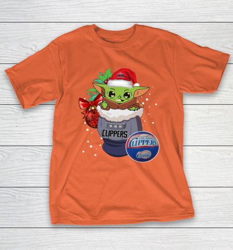 LA Clippers Christmas Baby Yoda Star Wars Funny Happy NBA T-Shirt 6