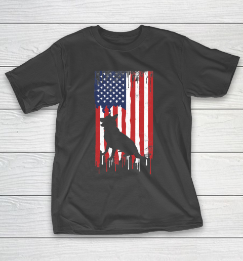 German Shepherd 4th of July Patriotic American USA Flag T-Shirt