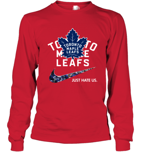 NHL  Toronto mapple leafs x Nike Just Hate Us 5jsj nhltoronto mapple leafs x nike just hate us youth long sleeve 50 front red