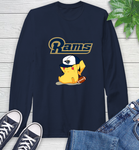 NFL Pikachu Football Sports Los Angeles Rams Long Sleeve T-Shirt 4