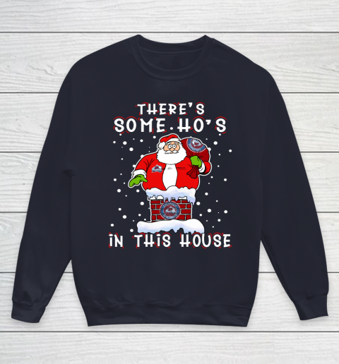 Colorado Avalanche Christmas There Is Some Hos In This House Santa Stuck In The Chimney NHL Youth Sweatshirt 3 Colorado Avalanche Christmas There Is Some Hos In This House Santa Stuck In The Chimney NHL Youth Sweatshirt - Image 3