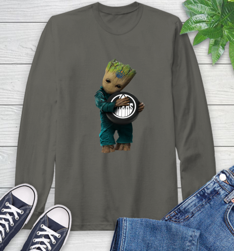 NHL Groot Guardians Of The Galaxy Hockey Sports Edmonton Oilers Long Sleeve T-Shirt 8