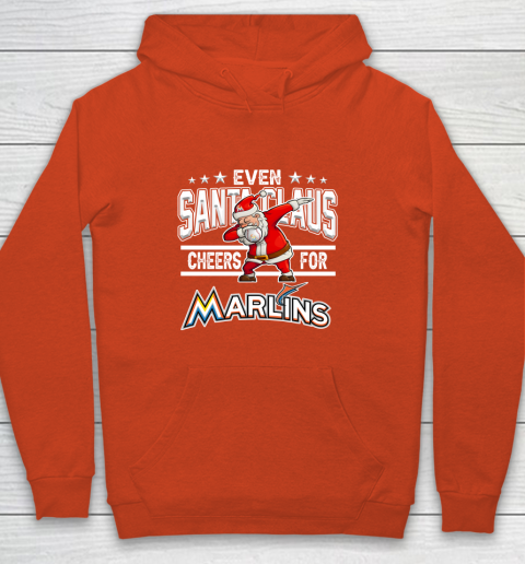 Miami Marlins Even Santa Claus Cheers For Christmas MLB Youth Hoodie 3