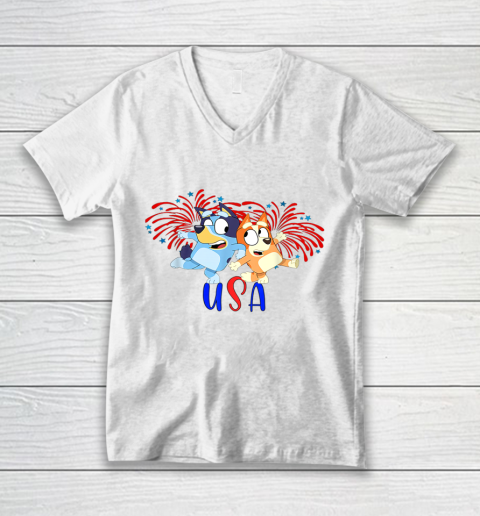 Blueys 4th of July Red White And Blue America V-Neck T-Shirt