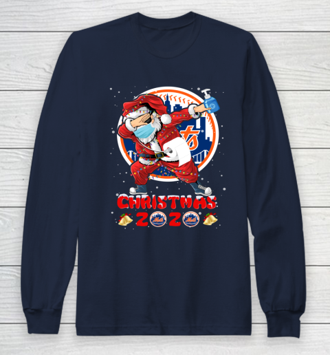 New York Mets Funny Santa Claus Dabbing Christmas 2020 MLB Long Sleeve T-Shirt 2