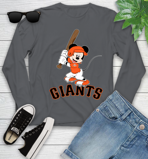 MLB Baseball San Francisco Giants Cheerful Mickey Mouse Shirt Youth Long Sleeve 8
