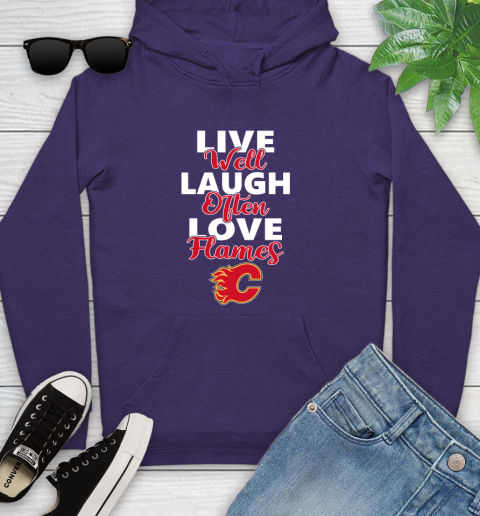 NHL Hockey Calgary Flames Live Well Laugh Often Love Shirt Youth Hoodie 5