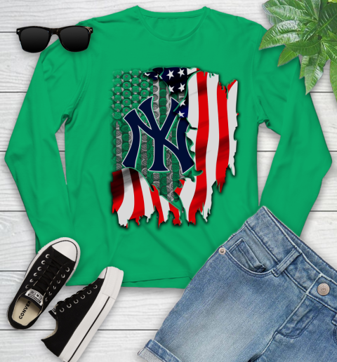New York Yankees MLB Baseball American Flag Youth Long Sleeve 7