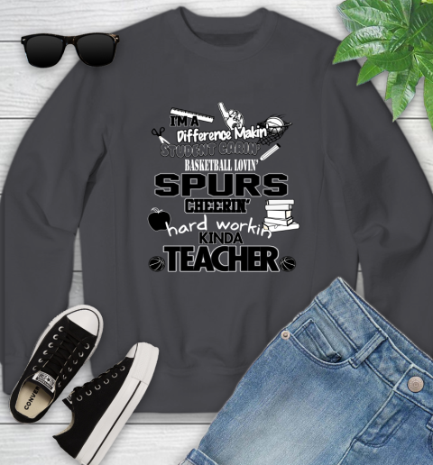San Antonio Spurs NBA I'm A Difference Making Student Caring Basketball Loving Kinda Teacher Youth Sweatshirt 5