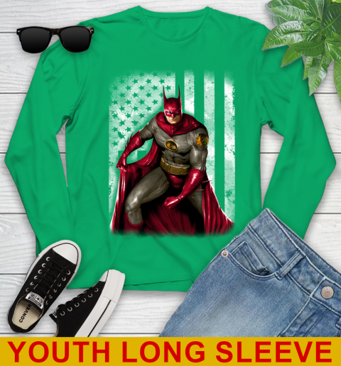 Chicago Blackhawks NHL Hockey Batman DC American Flag Shirt Youth Long Sleeve 7