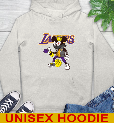 Los Angeles Lakers NBA Basketball Mickey Peace Sign Sports Hoodie 12