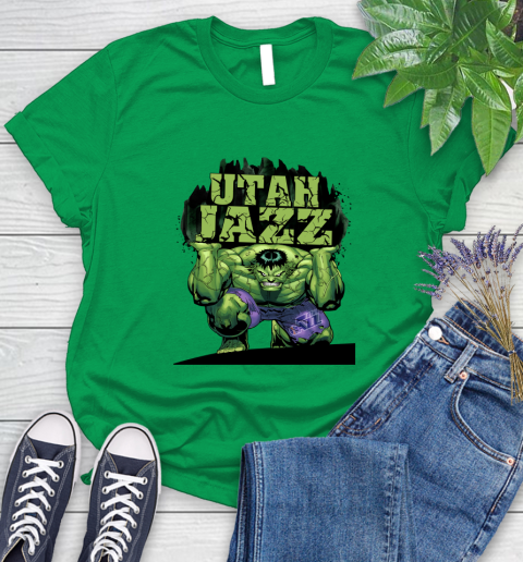 Utah Jazz NBA Basketball Incredible Hulk Marvel Avengers Sports Women's T-Shirt 6