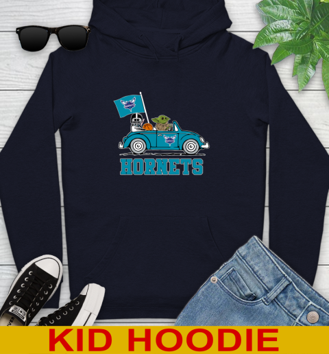 NBA Basketball Charlotte Hornets Darth Vader Baby Yoda Driving Star Wars Shirt Youth Hoodie 4