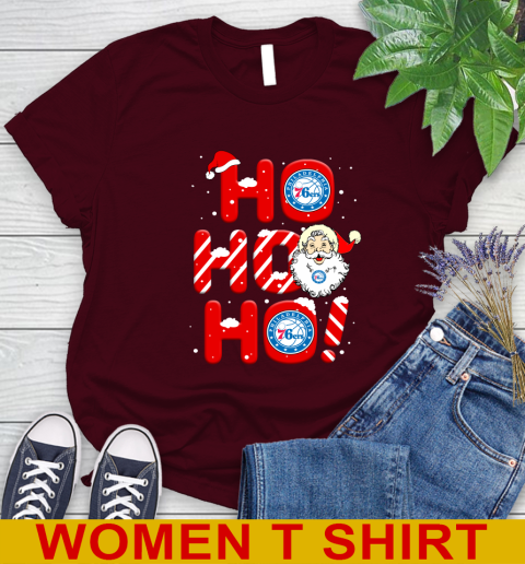 Philadelphia 76ers NBA Basketball Ho Ho Ho Santa Claus Merry Christmas Shirt Women's T-Shirt 6