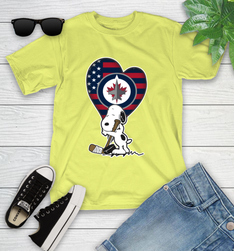 Winnipeg Jets NHL Hockey The Peanuts Movie Adorable Snoopy Youth T-Shirt 8