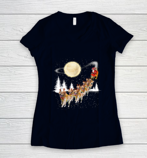Golden Retriever Reindeer Christmas Women's V-Neck T-Shirt 2