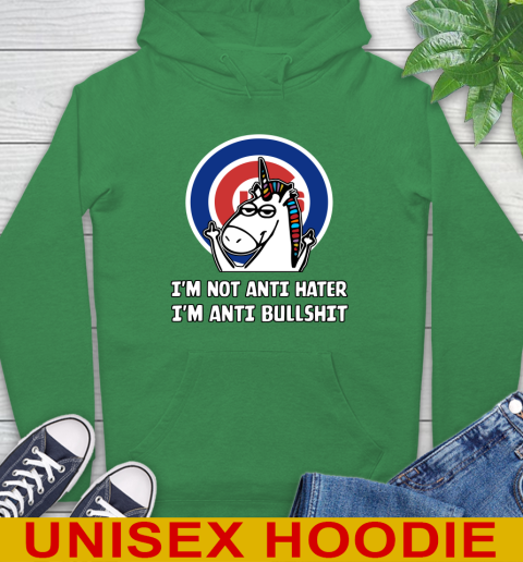Chicago Cubs MLB Baseball Unicorn I'm Not Anti Hater I'm Anti Bullshit Hoodie 8
