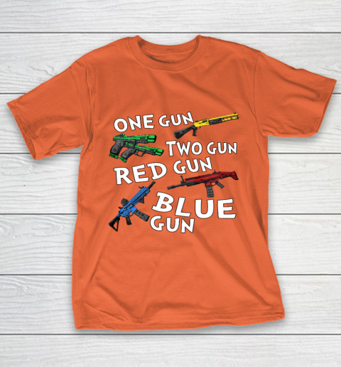 One Gun Two Gun Red Gun Blue Gun T-Shirt 4