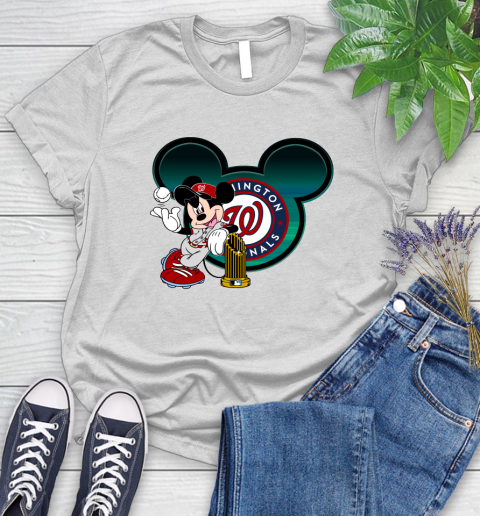 MLB Washington Nationals The Commissioner's Trophy Mickey Mouse Disney Women's T-Shirt