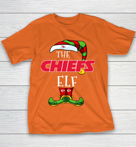 Kansas City Chiefs Christmas ELF Funny NFL Youth T-Shirt 4