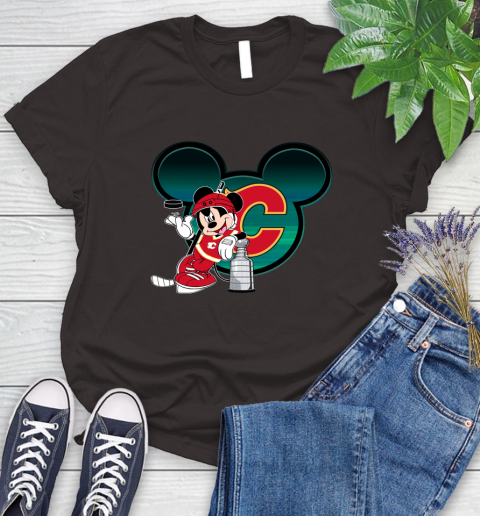 NHL Calgary Flames Stanley Cup Mickey Mouse Disney Hockey T Shirt Women's T-Shirt 8