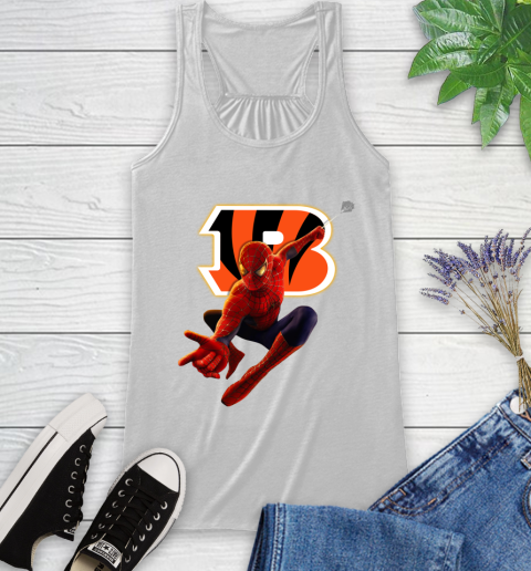 NFL Spider Man Avengers Endgame Football Cincinnati Bengals Racerback Tank