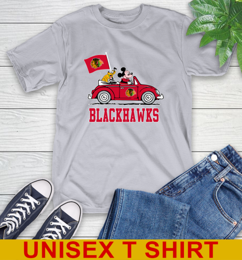 NHL Hockey Chicago Blackhawks Pluto Mickey Driving Disney Shirt T-Shirt 6