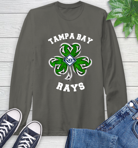MLB Tampa Bay Rays Three Leaf Clover St Patrick's Day Baseball Sports Long Sleeve T-Shirt 9