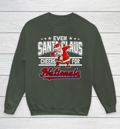 Washington Nationals Even Santa Claus Cheers For Christmas MLB Youth Sweatshirt 8