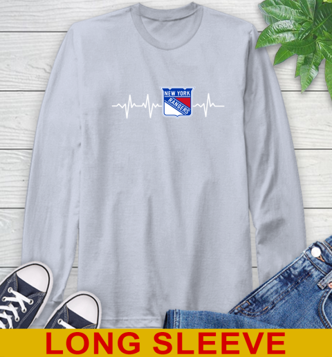 New York Rangers NHL Hockey Heart Beat Shirt Long Sleeve T-Shirt 6