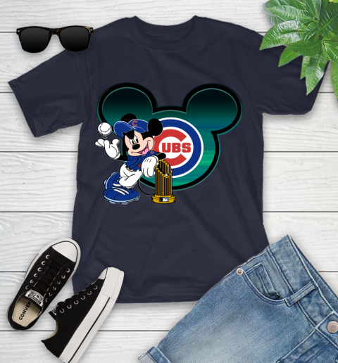 MLB Chicago Cubs The Commissioner's Trophy Mickey Mouse Disney Youth T-Shirt 3