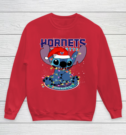 Charlotte Hornets NBA noel stitch Basketball Christmas Youth Sweatshirt 4