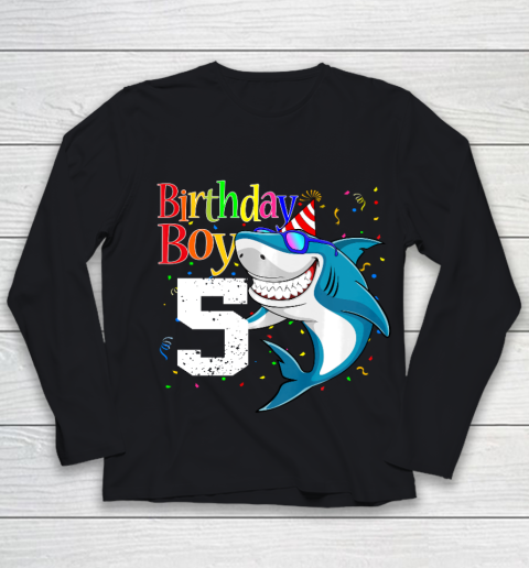 Kids 5th Birthday Boy Shark Shirts 5 Jaw Some Four Tees Boys 5 Years Old Youth Long Sleeve