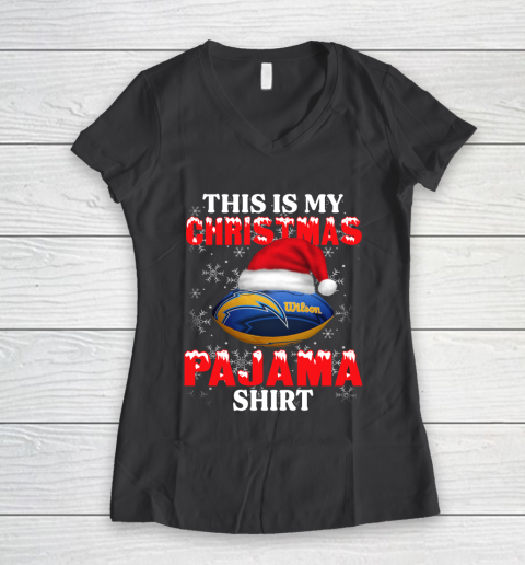 Los Angeles Chargers This Is My Christmas Pajama Shirt NFL Women's V-Neck T-Shirt 6