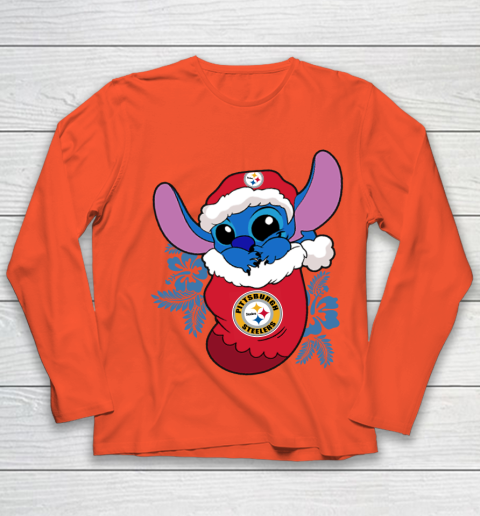 Pittsburgh Steelers Christmas Stitch In The Sock Funny Disney NFL Youth Long Sleeve 4
