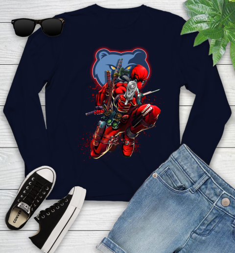 NBA Deadpool Marvel Comics Sports Basketball Memphis Grizzlies Youth Long Sleeve 3