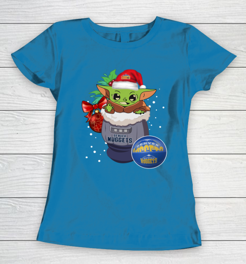 Denver Nuggets Christmas Baby Yoda Star Wars Funny Happy NBA Women's T-Shirt 7