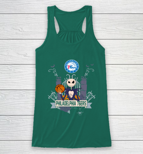 NBA Philadelphia 76ers Basketball Jack Skellington Halloween Racerback Tank 5