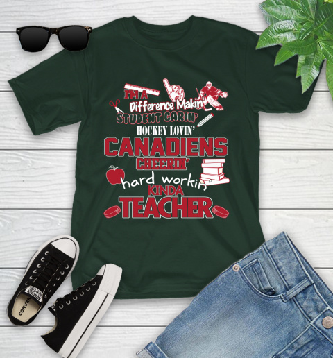 Montreal Canadiens NHL I'm A Difference Making Student Caring Hockey Loving Kinda Teacher Youth T-Shirt 5