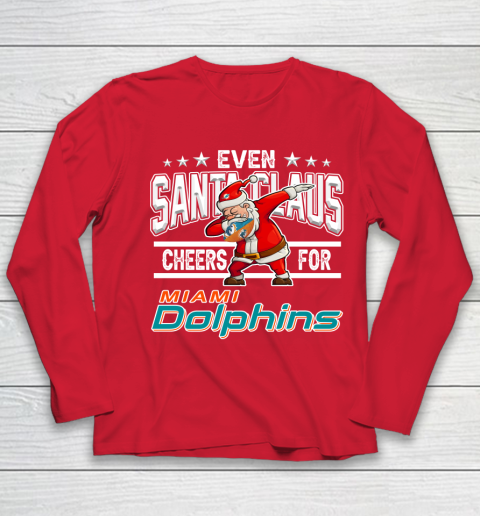 Miami Dolphins Even Santa Claus Cheers For Christmas NFL Youth Long Sleeve 8