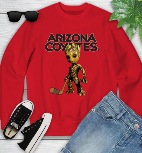 Arizona Coyotes NHL Hockey Groot Marvel Guardians Of The Galaxy Youth Sweatshirt 9